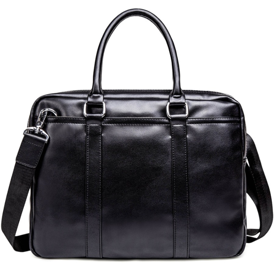 Briefcase Leather Slim - 【New Arrival】Black Genuine Leather Briefcase, Elegant