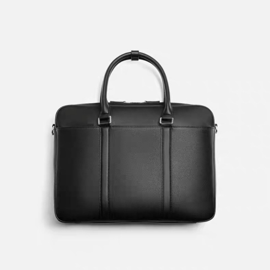 Briefcase Leather Slim - 【New Arrival】 Men's Black Leather Briefcase