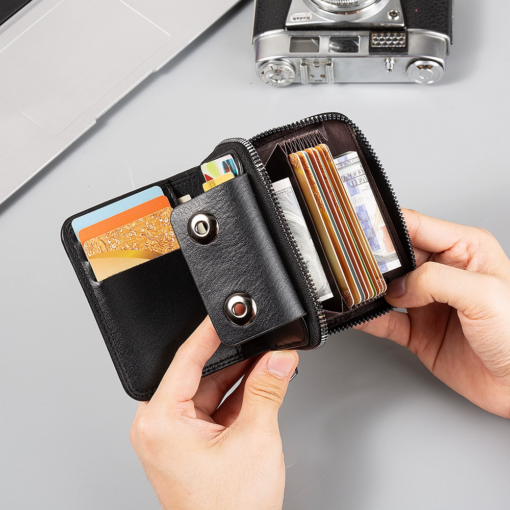 Luxury Bags Photos - Luxury Men's Retro Short Wallet Multi-Slot