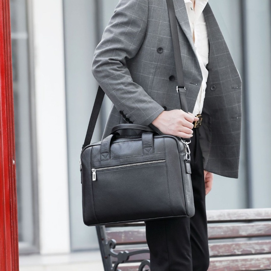 【New Arrival】Men's Genuine Lea – Briefcase Leather Slim Bewertung und Preis