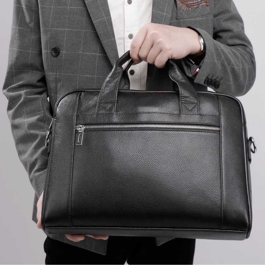 【New Arrival】Men's Genuine Lea – Briefcase Leather Slim Bewertung und Preis