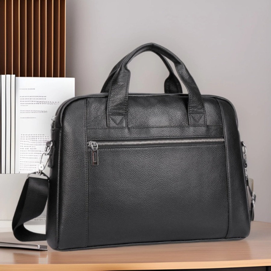 【New Arrival】Men's Genuine Lea – Briefcase Leather Slim Bewertung und Preis