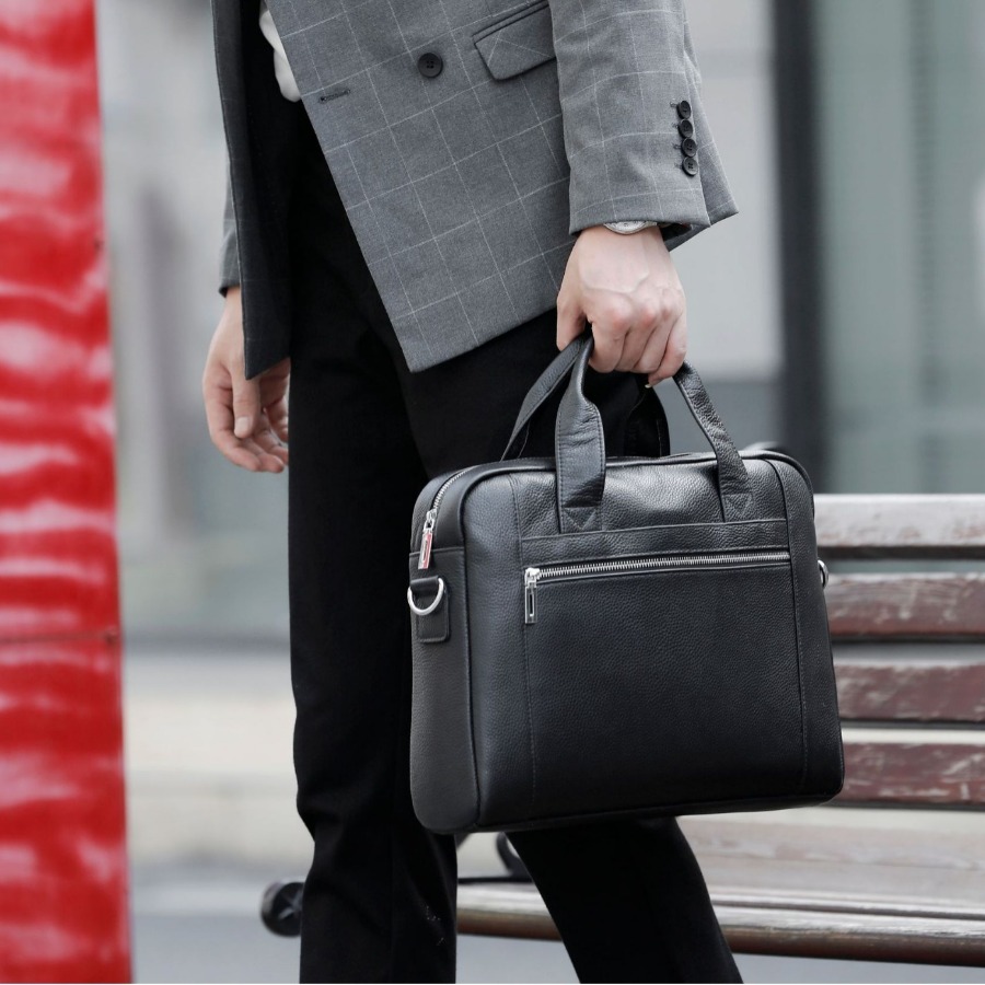 【New Arrival】Men's Genuine Lea – Briefcase Leather Slim Bewertung und Preis