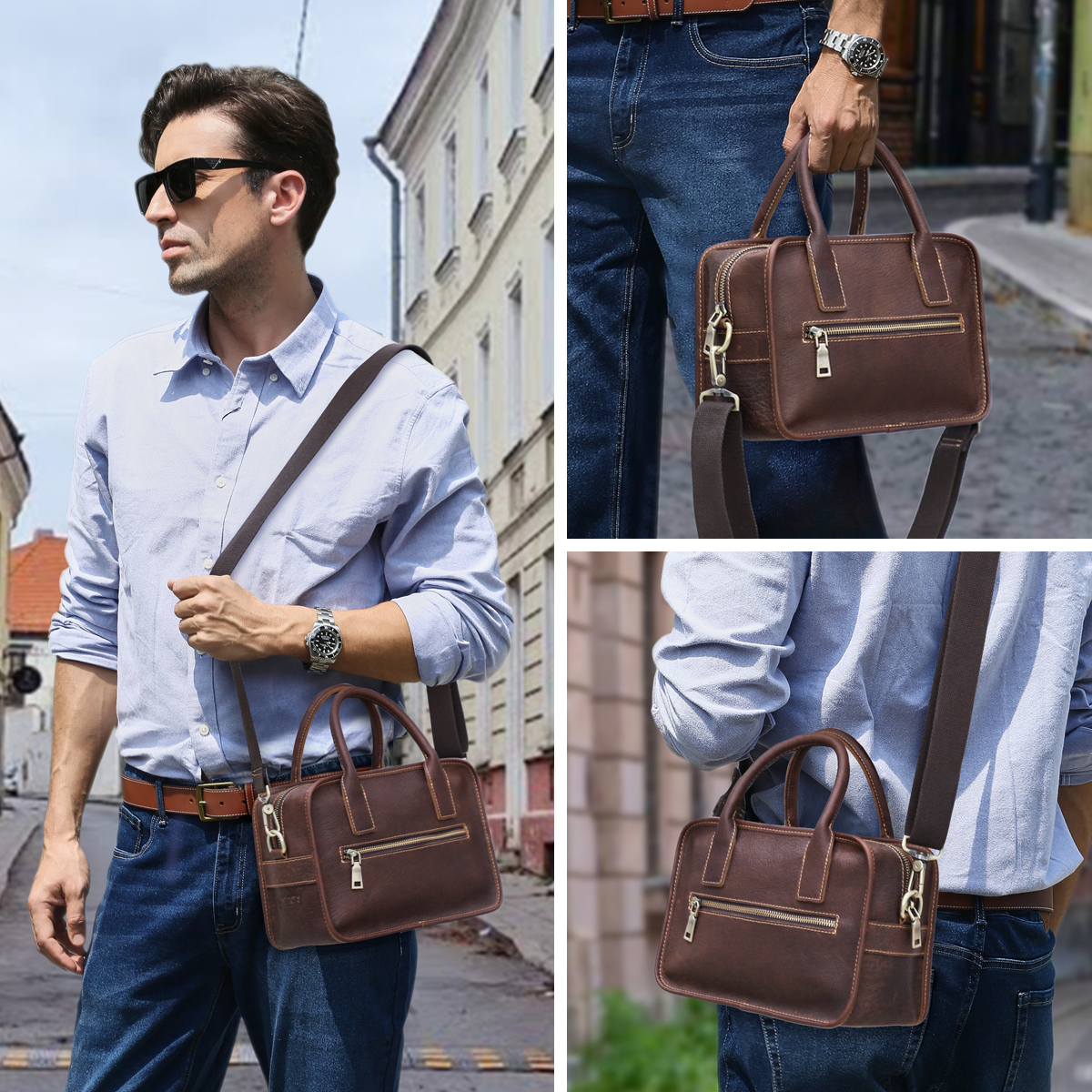 CONTACT'S Genuine Leather Men  – Luxury Bags Sling Bewertung und Preis