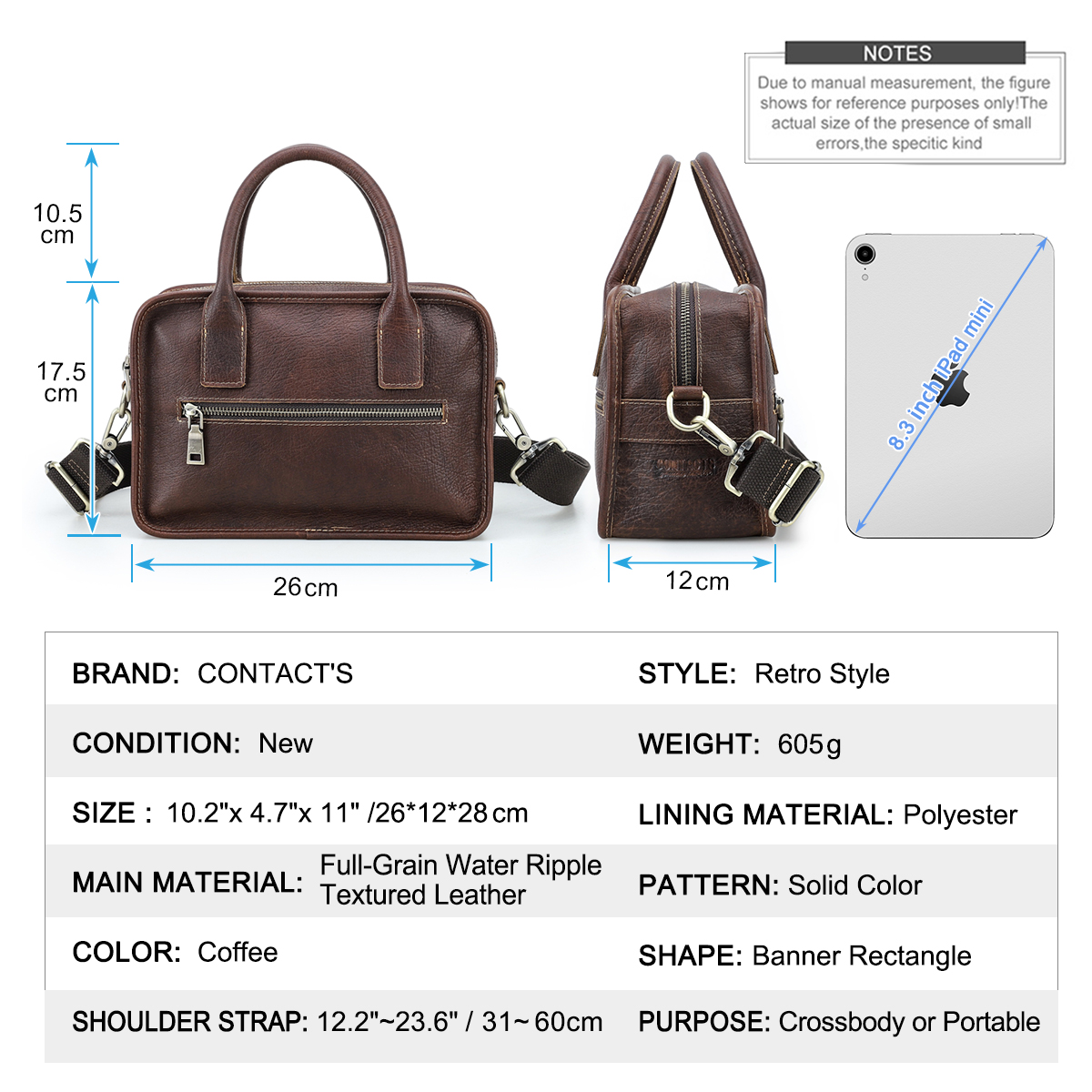 CONTACT'S Genuine Leather Men  – Luxury Bags Sling Bewertung und Preis