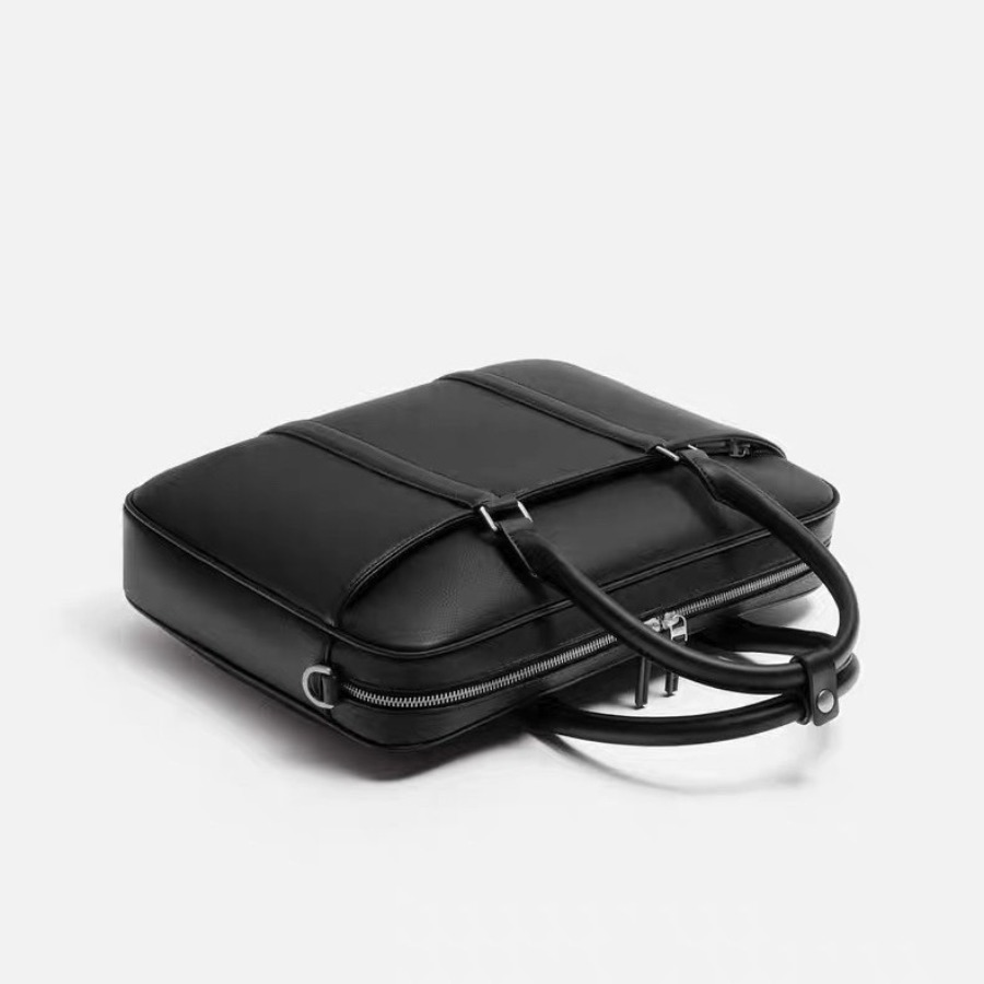 【New Arrival】 Men's Black Leat – Briefcase Leather Slim Bewertung und Preis
