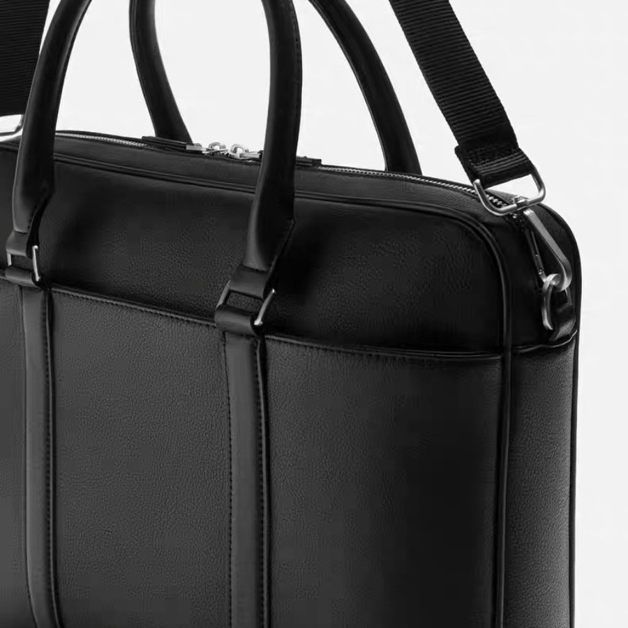 【New Arrival】 Men's Black Leat – Briefcase Leather Slim Bewertung und Preis