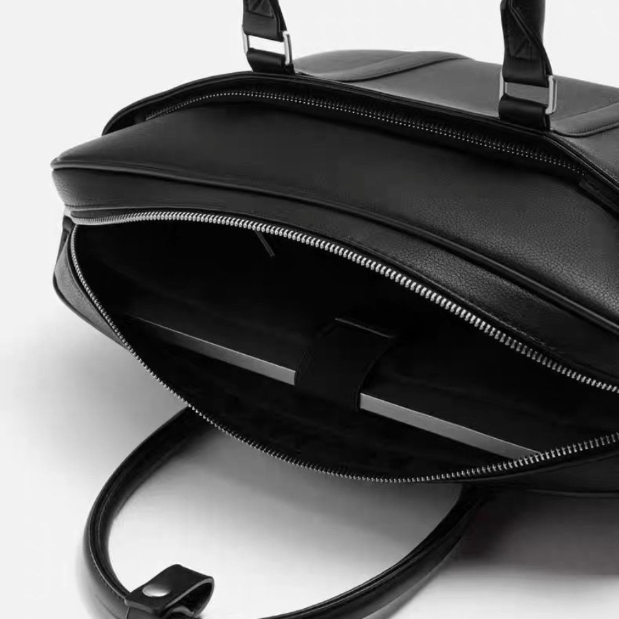 【New Arrival】 Men's Black Leat – Briefcase Leather Slim Bewertung und Preis