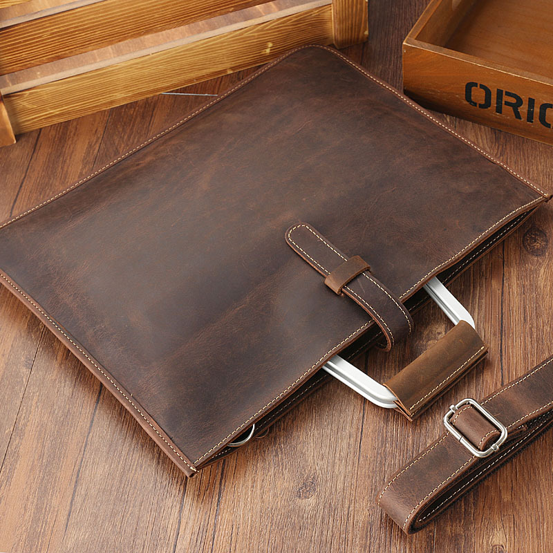 Men's Top Grain Crazy Horse Le – Briefcase Leather Slim Bewertung und Preis